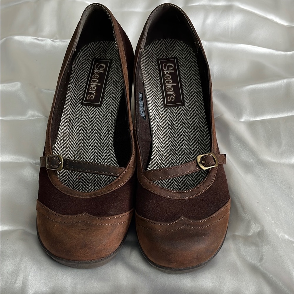 Skechers Two-Tone Brown Mary Jane Flats